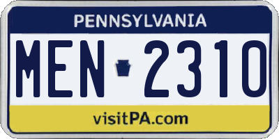 PA license plate MEN2310