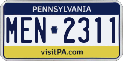 PA license plate MEN2311
