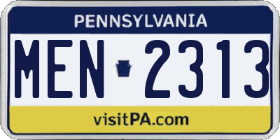 PA license plate MEN2313