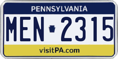 PA license plate MEN2315