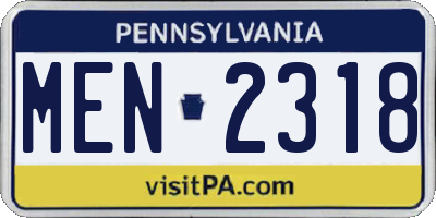 PA license plate MEN2318