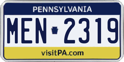 PA license plate MEN2319