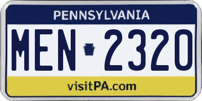 PA license plate MEN2320