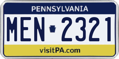 PA license plate MEN2321