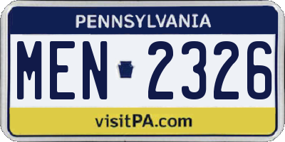 PA license plate MEN2326