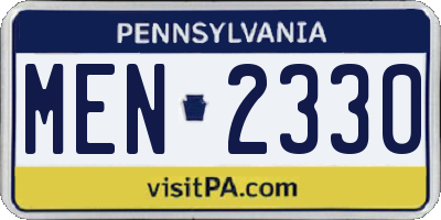 PA license plate MEN2330