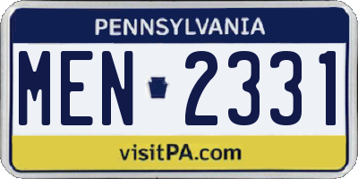 PA license plate MEN2331