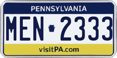 PA license plate MEN2333