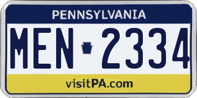 PA license plate MEN2334