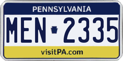 PA license plate MEN2335