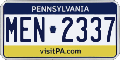 PA license plate MEN2337