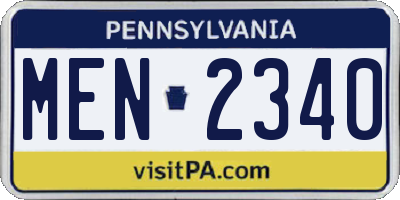PA license plate MEN2340