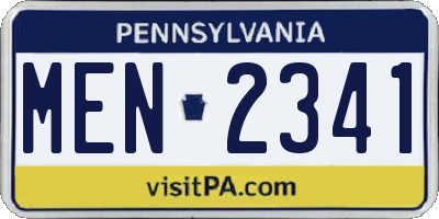 PA license plate MEN2341