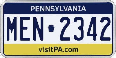 PA license plate MEN2342