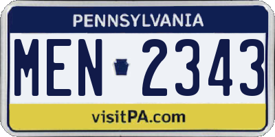 PA license plate MEN2343