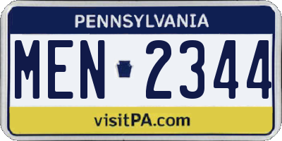 PA license plate MEN2344
