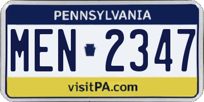 PA license plate MEN2347