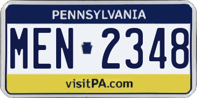 PA license plate MEN2348