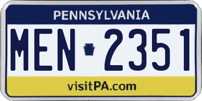 PA license plate MEN2351