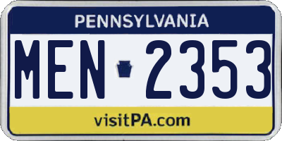 PA license plate MEN2353
