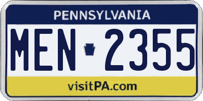 PA license plate MEN2355