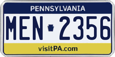 PA license plate MEN2356