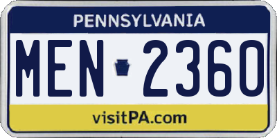 PA license plate MEN2360