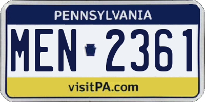 PA license plate MEN2361