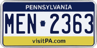 PA license plate MEN2363