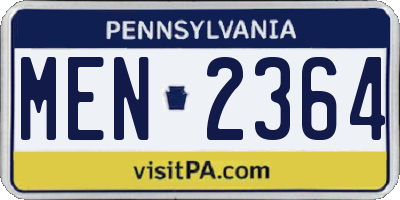 PA license plate MEN2364