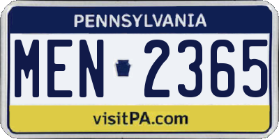 PA license plate MEN2365