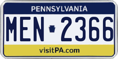 PA license plate MEN2366