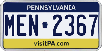 PA license plate MEN2367