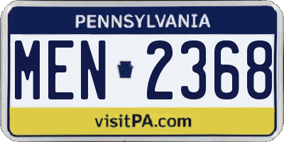 PA license plate MEN2368