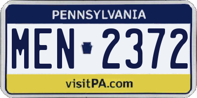 PA license plate MEN2372