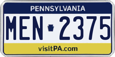 PA license plate MEN2375