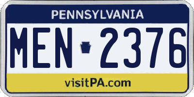 PA license plate MEN2376