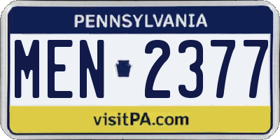 PA license plate MEN2377
