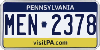 PA license plate MEN2378