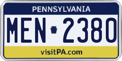 PA license plate MEN2380