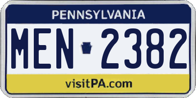 PA license plate MEN2382