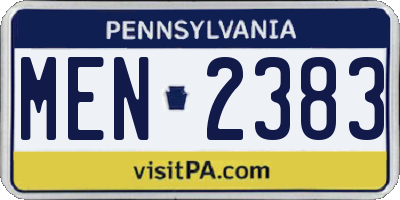 PA license plate MEN2383