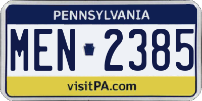 PA license plate MEN2385