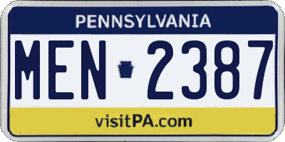 PA license plate MEN2387