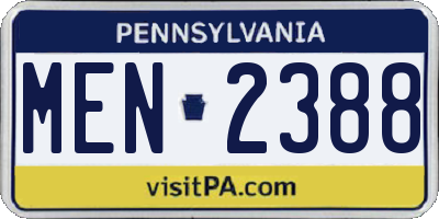 PA license plate MEN2388