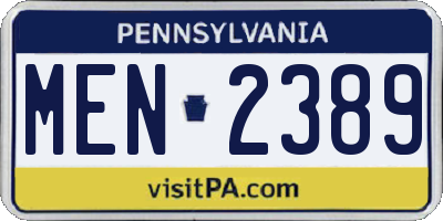 PA license plate MEN2389