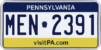 PA license plate MEN2391