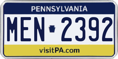 PA license plate MEN2392