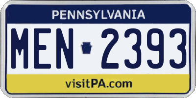 PA license plate MEN2393