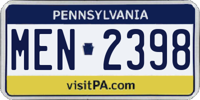 PA license plate MEN2398